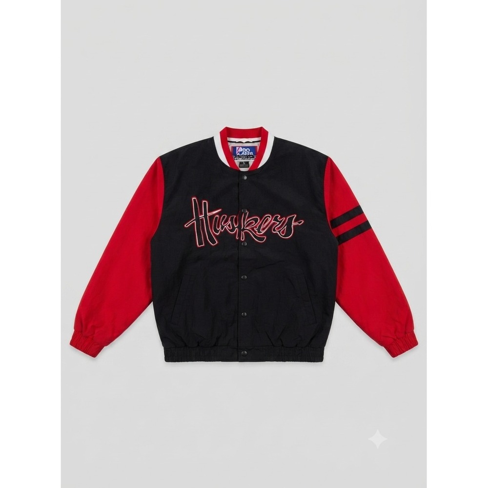 Vintage 90s Pro Layer Nebraska Huskers Jacket Foot Locker Exclusive Black Red XL